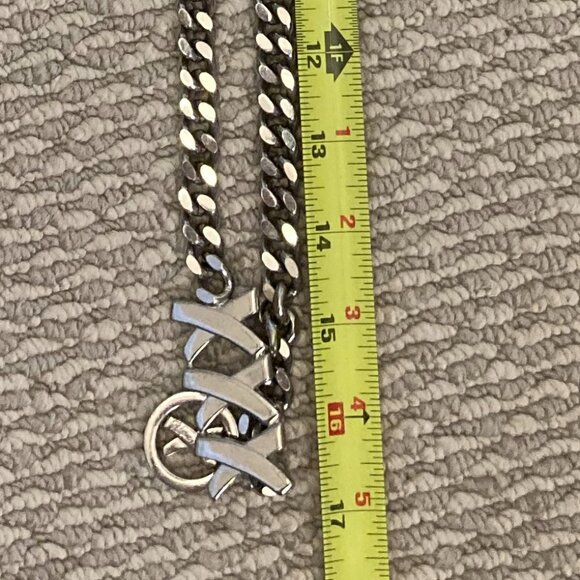 Paloma Picasso triple X kiss silver steel curb chain belt (34in max) main image 4